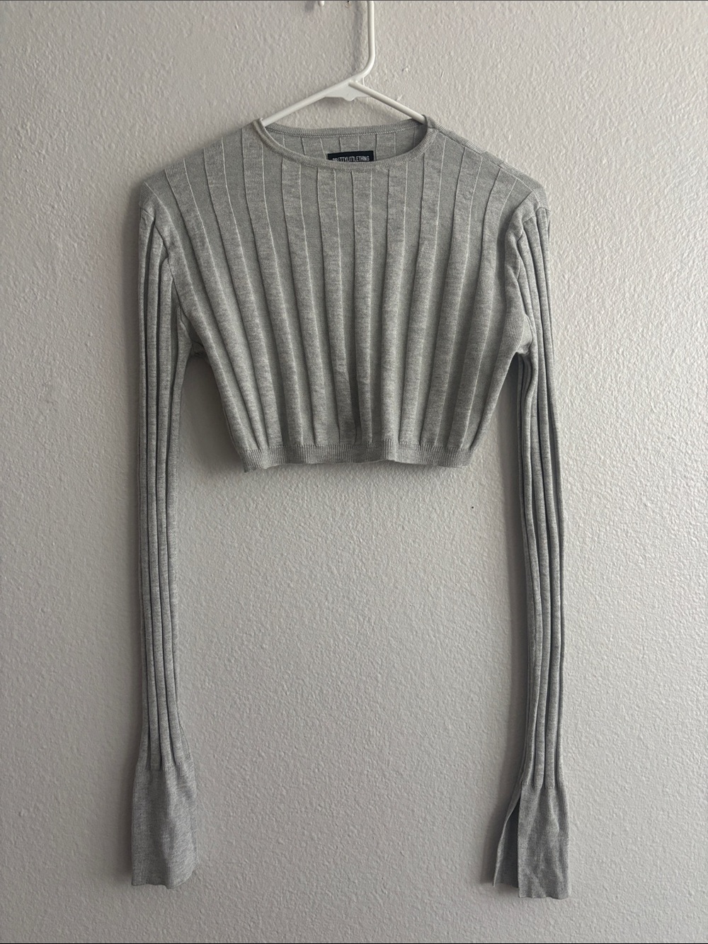 PrettyLittleThing Wide Rib Knit Cropped Long Sleeve Top